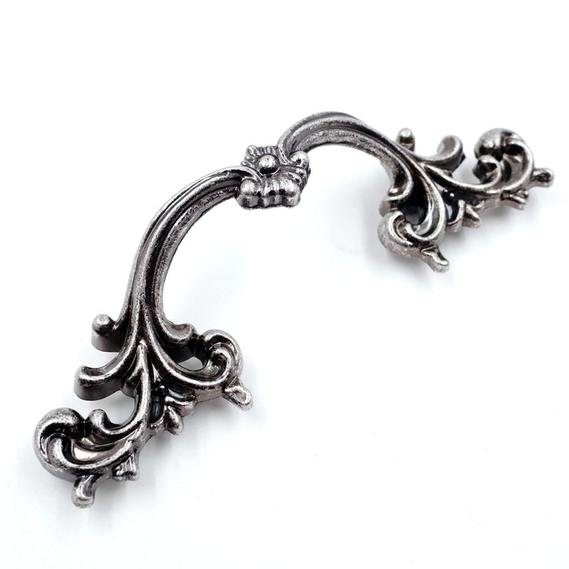 Jetland French Provincial Drawer Pulls - 6-Pack, Aged Silver, 2-1/2" Hole Centers, Vintage Shabby Chic Pulls for Dresser Nightstand Cabinet, PW1619OS64 - Image 5